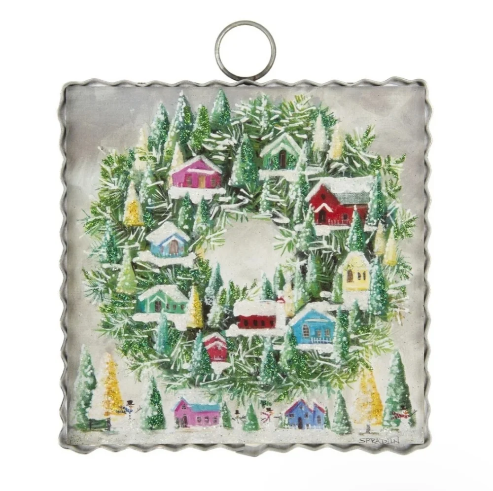 Round Top Collection‎ Mini Colorful Vintage Houses Village Metal Tin Wall Decor